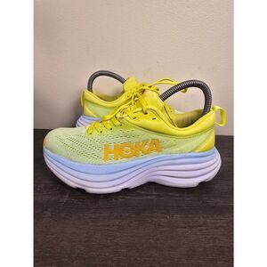 HOKA Bondi 8 Shoes Women's Running Shoes Size 6 Blue Yellow Cushioned